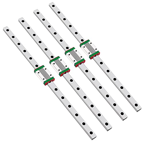 CNCMANS 4 Stück MGN12 400mm Linearführungen Lagerstahl Lineare Schienenführung 400mm mit MGN12H Edelstahl Gleitblöcke Linearlager für CoryXYZ DIY 3D Drucke (MGN12H 400mm Schiene, H-Type) von CNCMANS