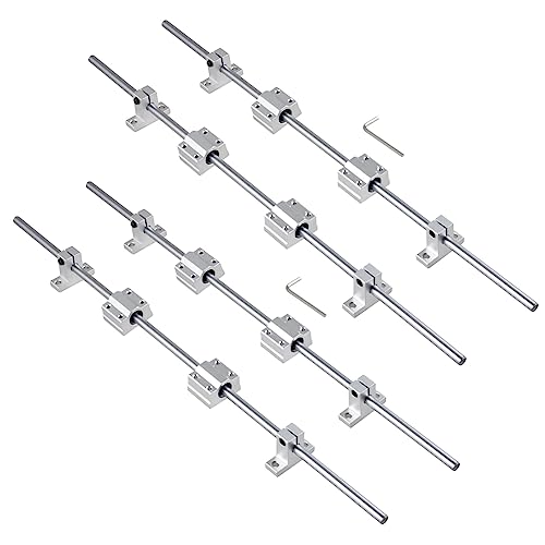 CNCMANS 4Stück 550mm Linearwelle Ø8mm Linearführung 550mm Linearführungen Präzisionswelle mit 8Stück SK8 Horizontale Halterung und 8Stück SCS8UU Linearlager Lagerblock für 3D Drucker von CNCMANS