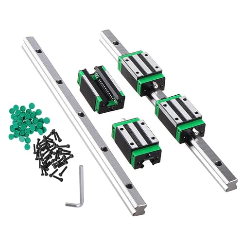 CNCMANS Linearführung HGR15-300mm Linearführungsschiene set, beinhaltet 2 Stück HGR15-300mm Linearschiene und 4 Stück HGH15CA Lagerblock Schiebeblock für automatisierte Maschinen von CNCMANS