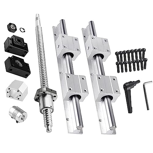 CNCMANS Linearführung SBR20 Linearschiene 600mm Gleitschiene Welle mit 4x SBR20UU Lagerblock + SFU1605 Kugelumlaufspindel 650mm mit BK12/BF12, DSG16H Muttergehäuse und Kupplungssatz CNC Teile von CNCMANS