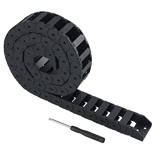 CNCMANS R28 Innengröße 15x30mm Schleppkettenkabel 1M Länge Schwarz Nylonkette Flexible Schleppkette Kabelträger mit Schraubenschlüssel für CNC-Maschinen (15mmX30mm-Außen Offen-Brückentyp) von CNCMANS