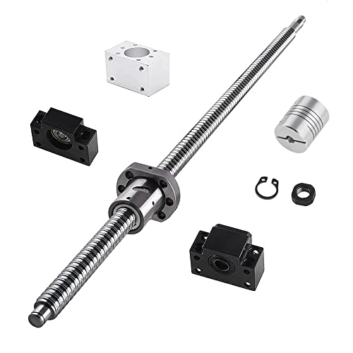CNCMANS SFU1204 Kugelumlaufspindel, SFU1204 1000mm Edelstahl Ball Screw Gewindespindel mit Bearbeitetem Ende + Bk10 / Bf10 Unterstützung + Kugelumlaufmutter + Kupplung + MuttergehäUse, Hohe Präzision von CNCMANS