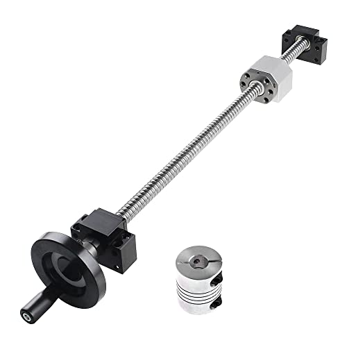 CNCMANS SFU1605 250mm Kugelumlaufspindel Set 16mm Gewindespindel Edelstahl Linearführung mit BK12/BF12 Unterstützung+10x80mm Handrad+Kupplung+Muttergehäuse, CNC Teile für Fräsmaschine von CNCMANS