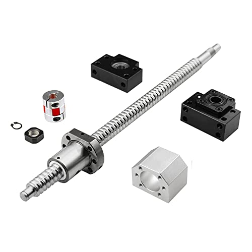 CNCMANS SFU2005 Kugelschrauben-Set SFU2005/RM2005 Kugelumlaufspindel 500mm Gewindespindel mit BK15 / BF15 Unterstützung, DSG16H Muttergehäuse und Kupplungssatz für CNC Router Maschine von CNCMANS