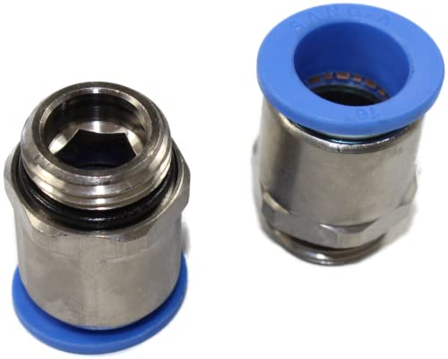 Pneumatik Steckanschluss G 1/2" auf 6, 8, 10, 12, 14 oder 16mm Pneumatikschlauch 2er Set zylindrisch Steckverschraubung (1/2" - 8mm) von CNCTEC