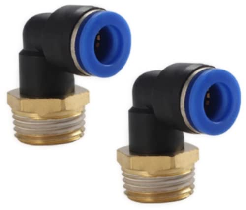 Pneumatik Steckverschraubung 2er Set R 1/2"- 6mm IQS, 90° Winkel Schlauchanschluss Steckanschluss (1/2" - 6mm) von CNCTEC