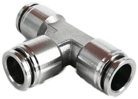 Pneumatik T-Stück Edelstahl Druckluft-Verbinder V2A 12mm Steckanschluss - Schnellsteckverbinder 3-fach von CNCTEC