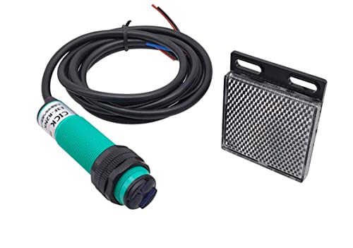 Reflektor-Lichtschranke 6 bis 36 Volt DC PNP NC, Ø 18mm Reflexions-Lichtschranke Lichtschranke mit Spiegel IR-Lichtschranke bis zu 2 Meter von CNCTEC