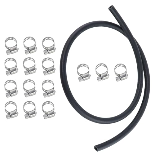 3M Benzinschlauch, Kraftstoffschlauch Kit Ø 8 mm Kraftstoffgasleitung Dieselschlauch mit 15 Stücke 10-16mm Schlauchschellen für Rasenmäher, Auto, Traktor, Boot (3M) von CNCYEAH