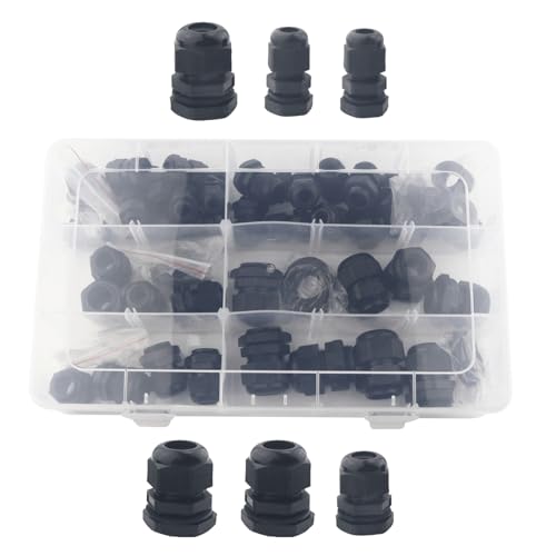 65 Stück Kabelverschraubung Set, IP68 Kabeldurchführung Wasserdicht mit Dichtungen, PG7 PG9 PG11 PG13.5 PG16 PG19Einstellbar Kabelverschraubungen Set für Outdoor Garten von CNCYEAH