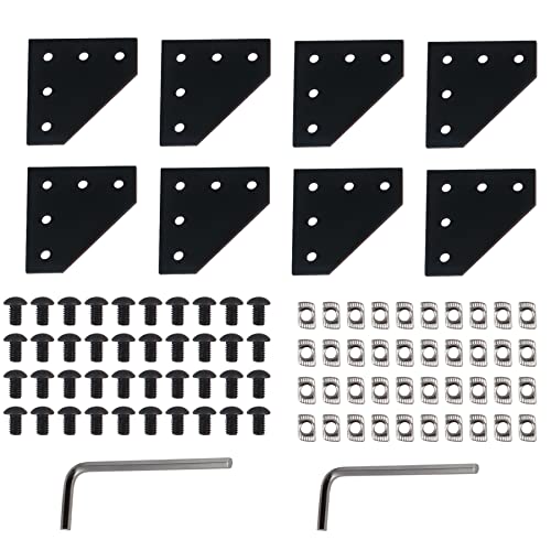 CNCYEAH 2020 Aluminum Extrusion Connector Bracket Set Included 8PCS Joint Plates 40Pcs M5 T Slot Nuts and 40Pcs M5x8mm Hex Socket Cap Screw for 2020 Series Aluminum Profile 3D Printer Frame von CNCYEAH