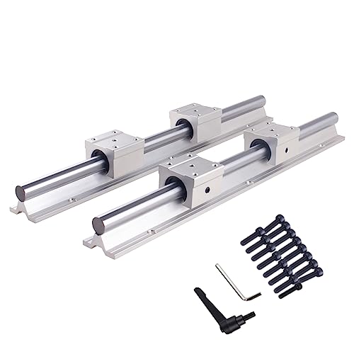 CNCYEAH 2Pcs SBR16 Linearführung 300mm mit Griffe, 2Pcs Gleitschiene Welle mit+4Pcs SBR16UU Linearwagen Block, Führungsschienenset für 3D Drucker CNC von CNCYEAH