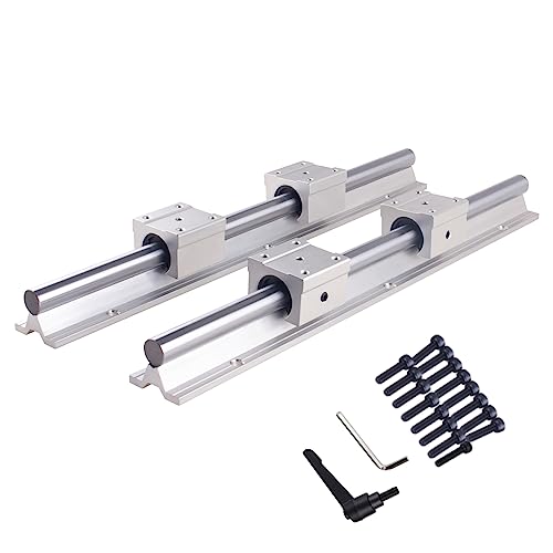 CNCYEAH 2Pcs SBR16 Linearführung 400mm mit Griffe, 2Pcs Gleitschiene Welle mit+4Pcs SBR16UU Linearwagen Block, Führungsschienenset für 3D Drucker CNC von CNCYEAH
