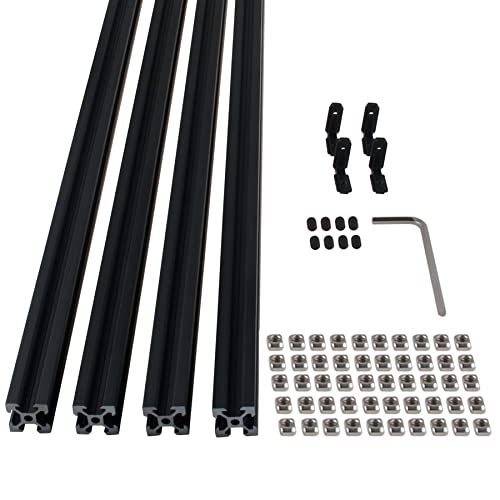 CNCYEAH 4 Stück 300mm Aluminiumprofil Extrusions Linearschiene Europäische Norm 20X20 V Typ Aluminium profil+4pcs L-Winkelsteckverbinder+50pcs T-Mutter+1pcs Schraubenschlüssel für 3D-Drucker CNC von CNCYEAH