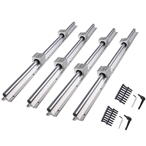 CNCYEAH 4 Stück Linearführung SBR20-1200mm Linearlager-Gleitset mit 4 Linearführungswellen und 8 SBR20UU Lagerblöcken für 3D Drucker CNC von CNCYEAH