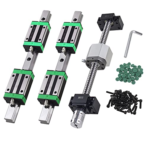 CNCYEAH Linearführung 2PCS HGR20-800mm Linearschiene mit Gleitblock + SFU1605-800mm Kugelumlaufspindel Führungsschiene mit Kugelmutter, BF12/BK12, DSG16H, Kupplung + Zubehör für 3D Drucker CNC von CNCYEAH