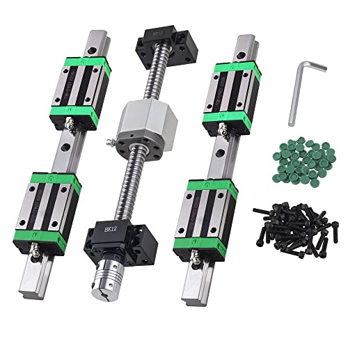 CNCYEAH Linearführung Set HGR20-800mm Linearführungsschiene mit Gleitblock + SFU1605-800mm Kugelumlaufspindel Linearschiene mit Kugelmutter, BF/BK12, DSG16H, Kupplung + Zubehör für CNC von CNCYEAH