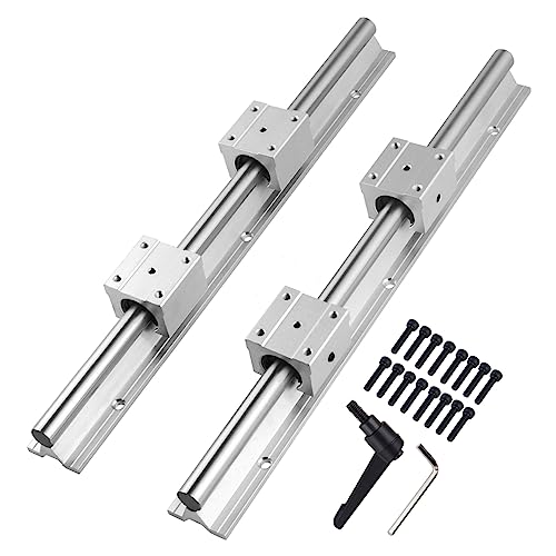 CNCYEAH Linearschiene Führungsschiene, 2 Stück Linearschiene 1200 mm Linearlager-Gleitset mit 2 Linearführungswellen und 4 SBR20UU Lagerblöcken, Führungsschienenset für Drehmaschinen(SBR20-1200mm) von CNCYEAH