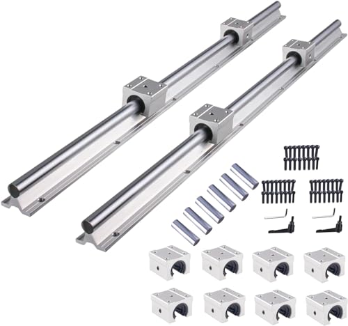 CNCYEAH SBR20 3500mm Linearführung kit Gespleißte Linearschienen enthält 4 Stück SBR20 1500 mm+2 Stück 500mm Gleitführung Welle mit 12 SBR20UU Lagerblöcken 6 Stück Dübel für DIY 3D-Drucker von CNCYEAH