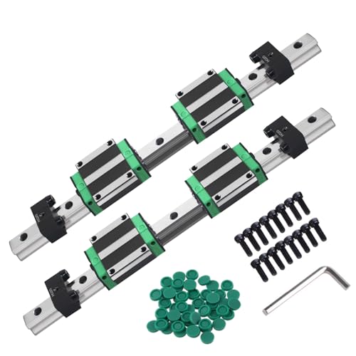 Linearführung Set, 2 Stück HGR20-300 mm Linearschiene Führungsschiene mit 4 Stück HGW20CC Gleitblock + 4 Stück Begrenzungsblock für 3D-Drucker CNC Maschine von CNCYEAH