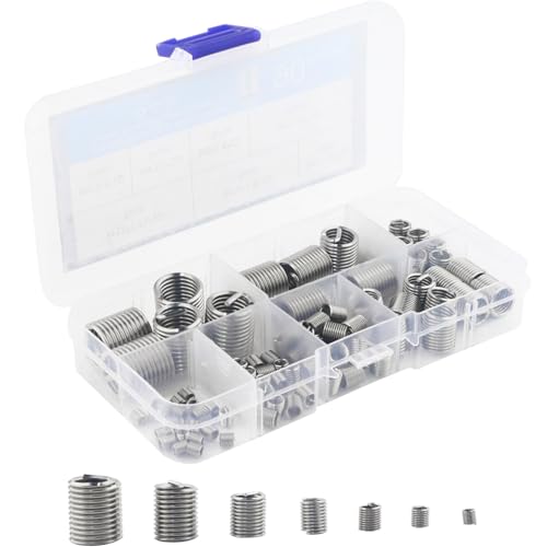 Selbstschneidender Gewindeeinsatz, 90 Stk Gewinde Reparatur Einsatz, Gewindeeinsätze, M3 M4 M5 M6 M8 M10 M12 Innengewinde Set für Metall Kunststoff Verarbeitenden von CNCYEAH