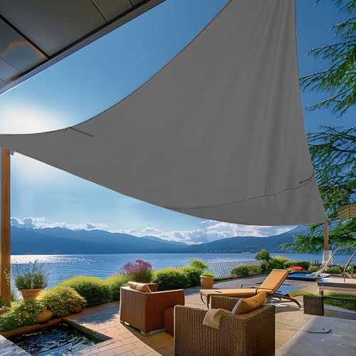 CNCZMH Dreieckiges Sonnensegel, für den Außenbereich, wasserfest, mit Schattensegel, Hardware-Kit, Sonnendach für Terrasse, 34 x 34 x 34 cm, Dunkelgrau von CNCZMH