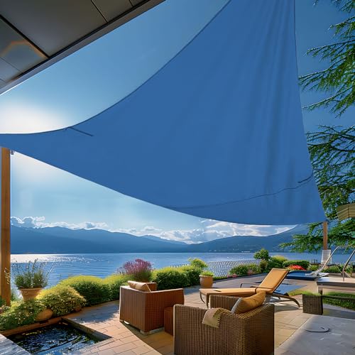 CNCZMH Sonnensegel, dreieckig, wasserdicht, mit Schattensegel, Hardware-Kit, Sonnendach für Terrasse, 34 x 34 x 34 cm, Blau von CNCZMH