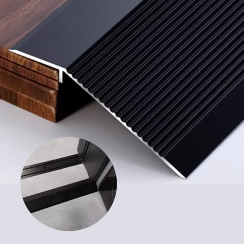 35-Zoll-Bodenübergangsstreifen, Schwellenstreifen for Türen, Überbrückung der Höhe 10–40 mm, Aluminium-Bodenkantenverkleidung, Schwellenreduzierer(Black,L120cm/4ft) von CNDBAHHE