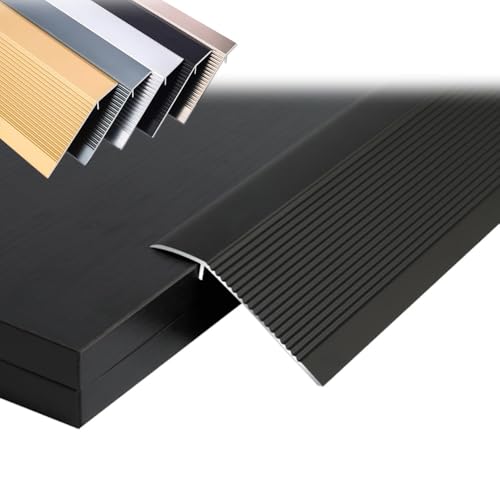 35-Zoll-Kantenzierleiste, Türrampenhöhe 2/5-2", Nahtbinder-Schwellenübergangsleiste, Aluminium(Black,L100cm/3.3ft) von CNDBAHHE