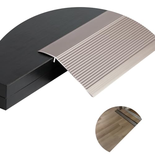 36'' 40'' Bodenübergangsstreifen aus Aluminium, Höhe zwischen 2/5"-2", Bodenbelagskantenverkleidung, Schwellenrampe, Abdeckstreifen schließen den Bodenspalt(Black,L110cm/3.6ft) von CNDBAHHE