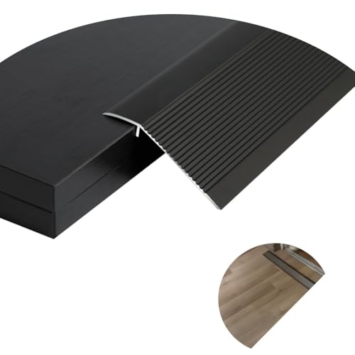 36'' 40'' Bodenübergangsstreifen aus Aluminium, Höhe zwischen 2/5"-2", Bodenbelagskantenverkleidung, Schwellenrampe, Abdeckstreifen schließen den Bodenspalt(Black,L120cm/4ft) von CNDBAHHE
