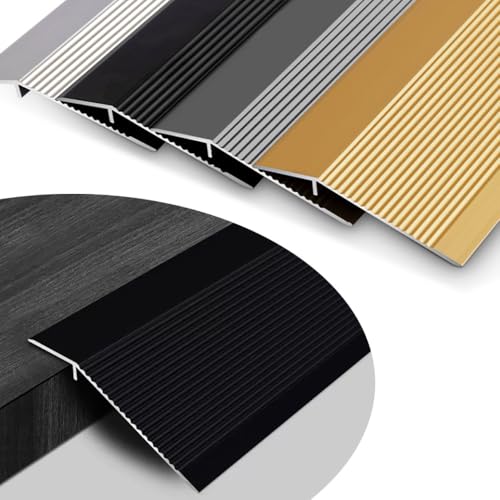 36-Zoll-Aluminium-Schwellenreduzierungs-Bodenübergangsstreifen for Türöffnungen 2/5"-1 3/5" Kufenschwellenrampe Unebene Bodenbelagskanten-Abdeckstreifen(Black) von CNDBAHHE