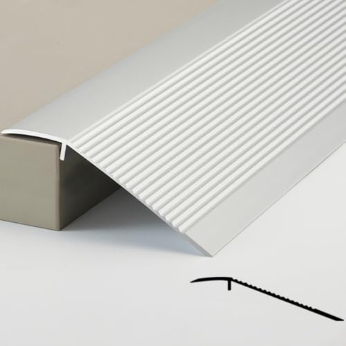 4'' Extrabreiter Bodenübergangsstreifen aus Aluminium, schneidbare Türrampen, Schwelle 25–55 mm, Randbesatz-Schwellenstreifen, Fugenstück for Floo Gap Liner(Silver,135cm/53.1in) von CNDBAHHE