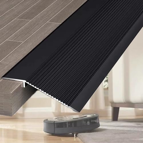 4-Zoll-Laminatbodenstreifen for Rollstuhlfahrer, Aluminium, Schwellenhöhe 0,4" bis 1,6"(Black) von CNDBAHHE