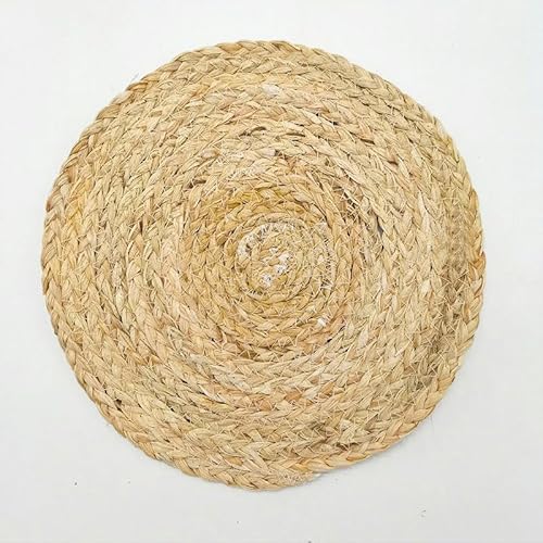 Gewebte Tischsets, 11-30/30 * 40cm Round/Elliptic Woven Placemats,Natural Corn Husk/Water Hyacinth Placemats(Corn Husk,24cm) von CNDBAHHE
