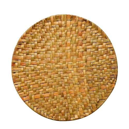 Gewebte Tischsets, 13-45 * 13-30cm Round/Square/Rectangle Woven Placemats Natural Water Hyacinth Placemats(Orange 23cm) von CNDBAHHE