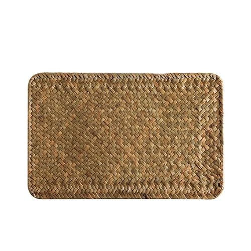 Gewebte Tischsets, 13-45 * 13-30cm Round/Square/Rectangle Woven Placemats Natural Water Hyacinth Placemats(Orange 28 * 18cm) von CNDBAHHE