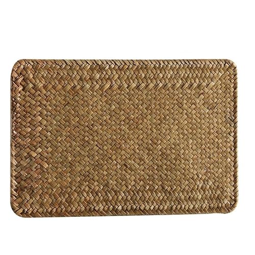 Gewebte Tischsets, 13-45 * 13-30cm Round/Square/Rectangle Woven Placemats Natural Water Hyacinth Placemats(Orange 31 * 21cm) von CNDBAHHE