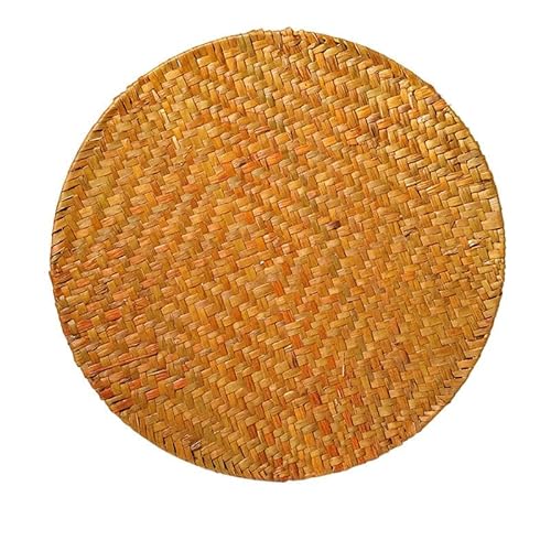 Gewebte Tischsets, 13-45 * 13-30cm Round/Square/Rectangle Woven Placemats Natural Water Hyacinth Placemats(Orange 33cm) von CNDBAHHE