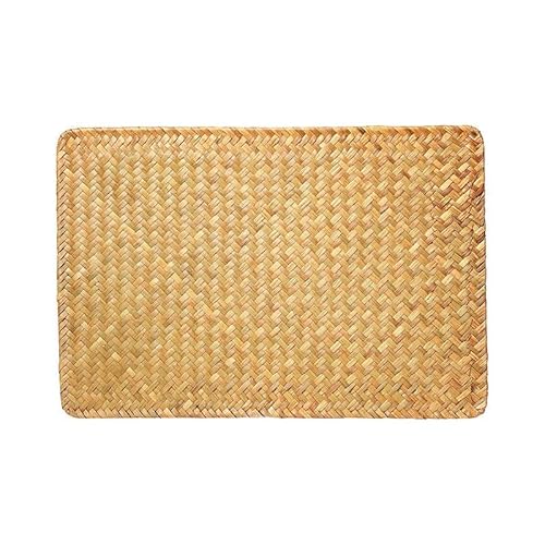Gewebte Tischsets, 13-45 * 13-30cm Round/Square/Rectangle Woven Placemats Natural Water Hyacinth Placemats(Orange 44 * 30cm) von CNDBAHHE