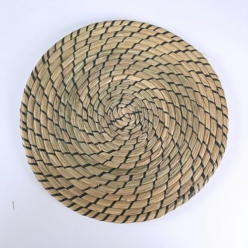 Gewebte Tischsets, 18-33cm Woven Placemats, Round Placemats Rattan Placemats, Wicker Water Hyacinth Placemats(Black,33cm) von CNDBAHHE