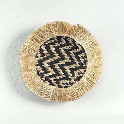 Gewebte Tischsets, 20-28cm Round Woven With Tassels Placemats, Natural Water Hyacinth Place mats(C5) von CNDBAHHE