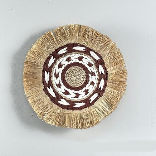 Gewebte Tischsets, 20-28cm Round Woven With Tassels Placemats, Natural Water Hyacinth Place mats(C8) von CNDBAHHE