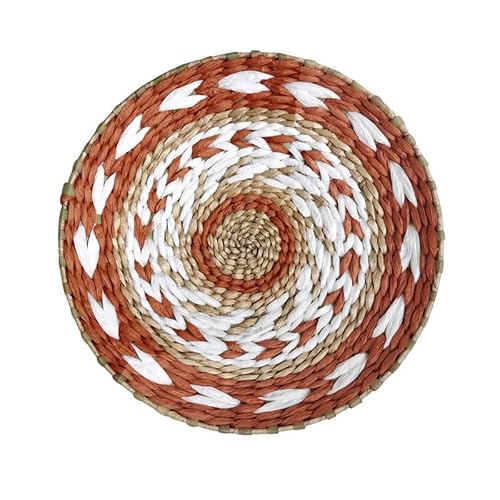 Gewebte Tischsets, 20-30CM Natural Hand-Woven Placemats Round Boho Rattan Placemats Water Hyacinth Placemats(A10,30cm) von CNDBAHHE