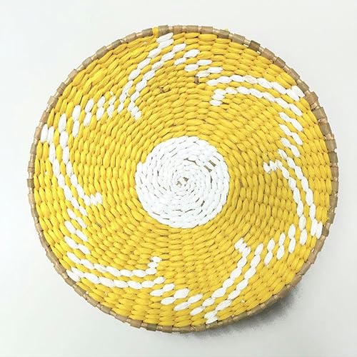 Gewebte Tischsets, 20-30CM Natural Hand-Woven Placemats Round Boho Rattan Placemats Water Hyacinth Placemats(A15,20cm) von CNDBAHHE