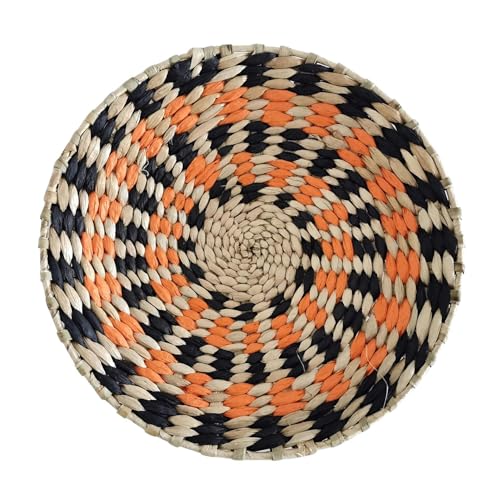 Gewebte Tischsets, 20-30CM Natural Hand-Woven Placemats Round Boho Rattan Placemats Water Hyacinth Placemats(A7,25cm) von CNDBAHHE