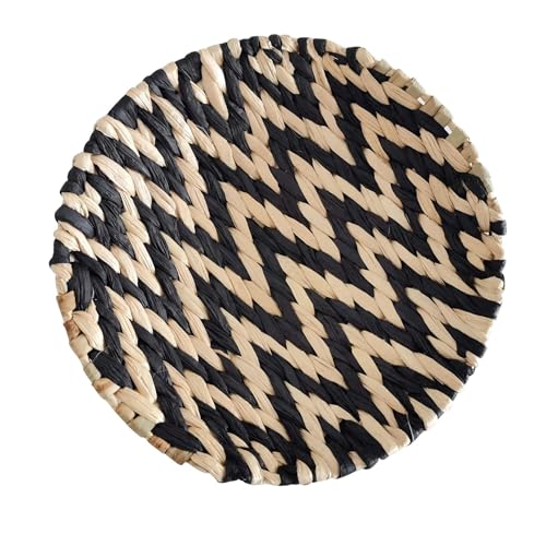 Gewebte Tischsets, 20-30cm Round Boho Rattan Placemats Natural Hand-Woven Placemats Water Hyacinth Placemats(A5,25cm) von CNDBAHHE