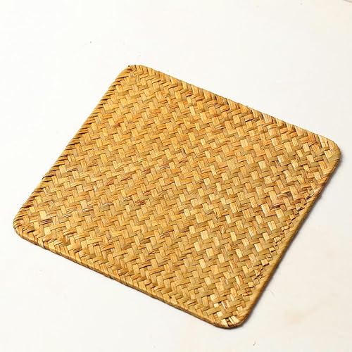 Gewebte Tischsets, 25-45 * 25-30cm Round/Square Woven Placemats Natural Water Hyacinth Placemats(Orange 25 * 25cm) von CNDBAHHE