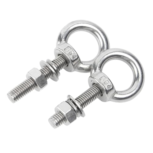 Hochleistungs-Ringschrauben, Ringschrauben 2er-Pack Hebering-Augenschrauben Edelstahl-Augenschraube mit Unterlegscheiben und Muttern M10 × 18-M10 × 50 mm for den Innen- und Außenbereich(M10x40mm) von CNDBAHHE