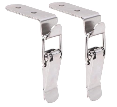 Knebelverschluss, Haspenverschluss, 2 90 Grad DuckMouth Schnalle Hakenschloss Edelstahl Federbelastet Ziehen Toggle Latch Clamp(A Iron Nickled Plated,108mm) von CNDBAHHE
